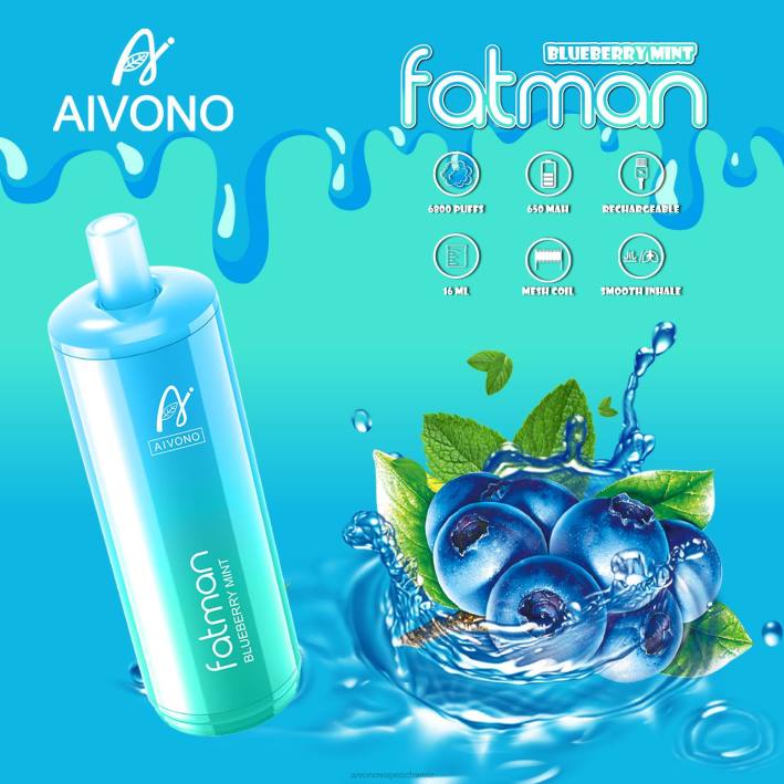 Aivono FATMAN 6800 Blueberry Mint – Die perfekte Balance aus Geschmack, Leistung und Stil für Dampfer in der Schweiz